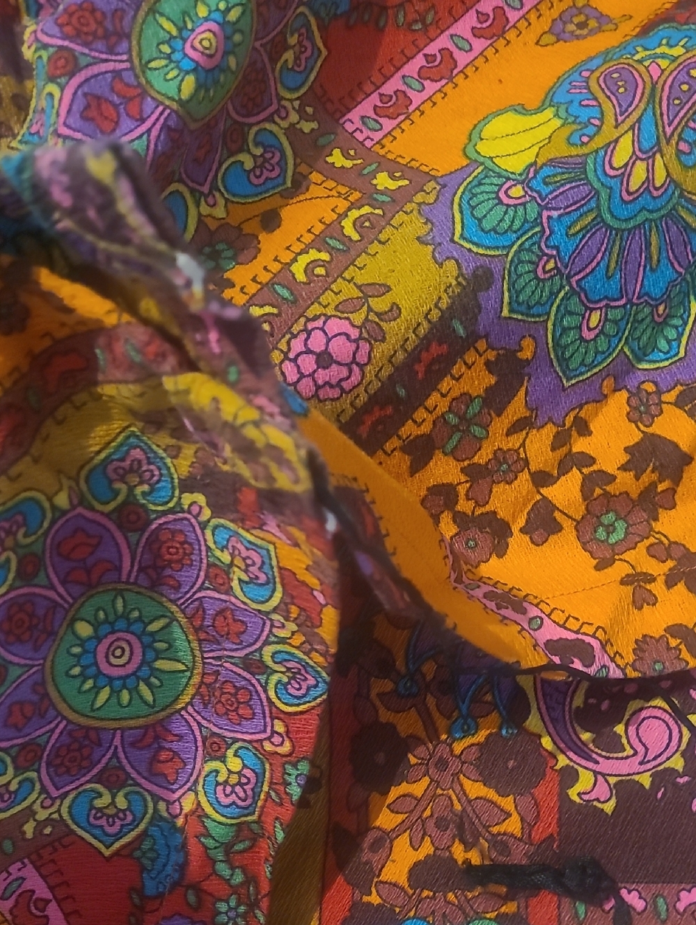RARE VINTAGE 70s PSYCHEDELIC FLORAL PALAZZO PANT SKIRT WRAP PANTS - Picture 8 of 12